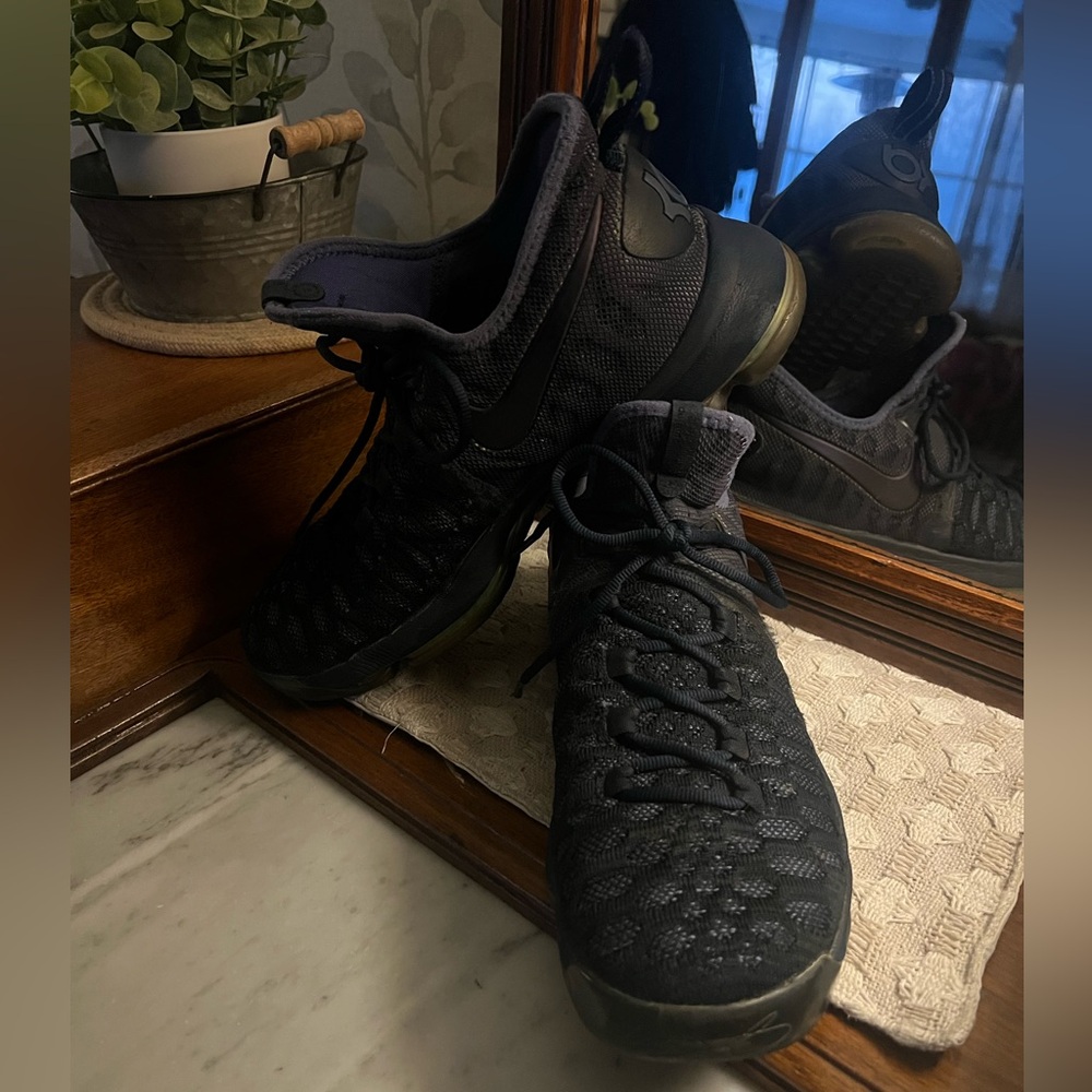 NIKE Zoom KD 9 Classic Athletic Basketball Sneakers‎ Black Navy Blue Men's Sz 10